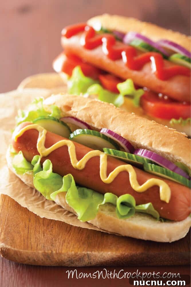 Hot dogs served at a party