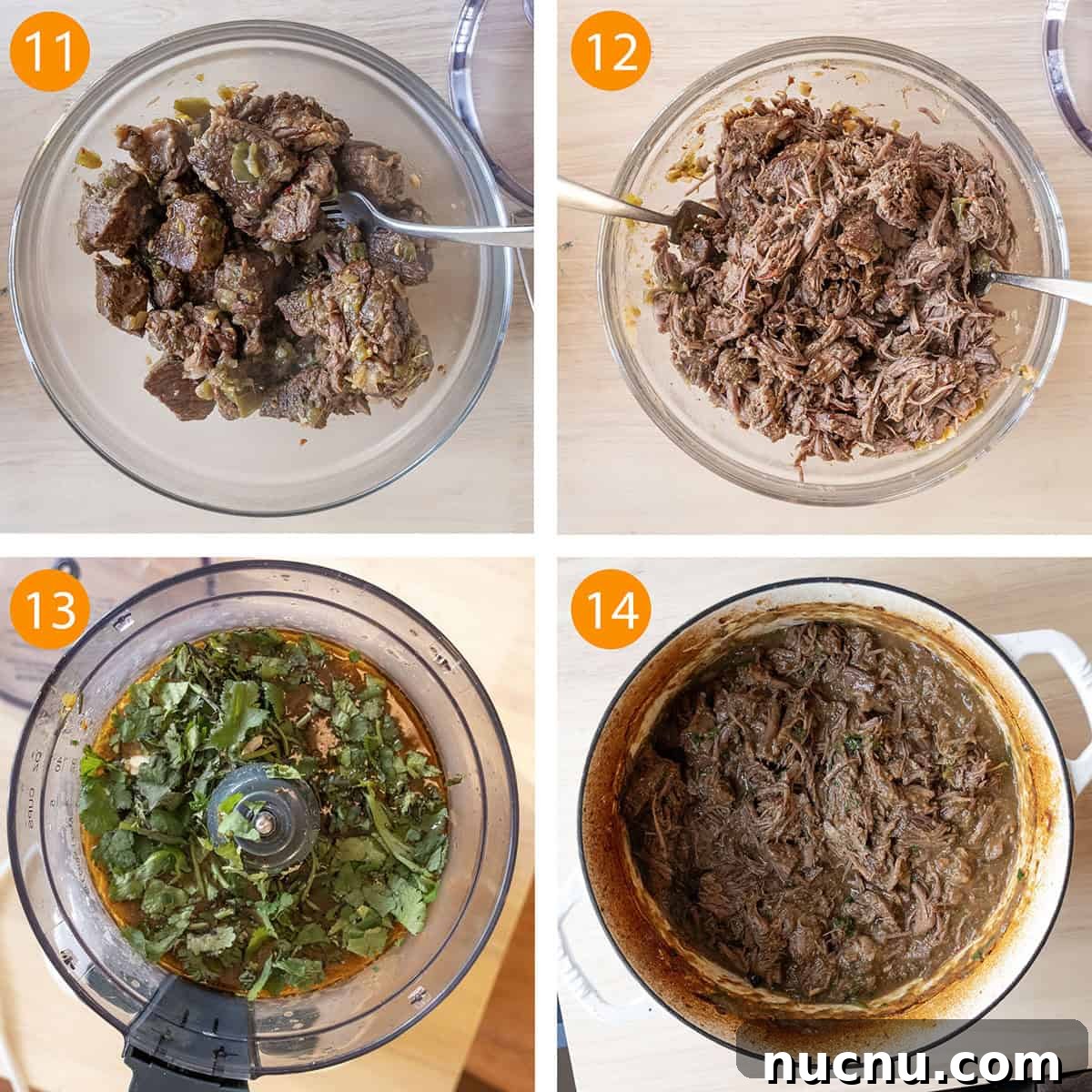 Dutch Oven Barbacoa Tacos Recipe — Tender Slow-Cooked Beef Tacos 7 Shredding the beef with a fork and blending the sauce with a food processor.