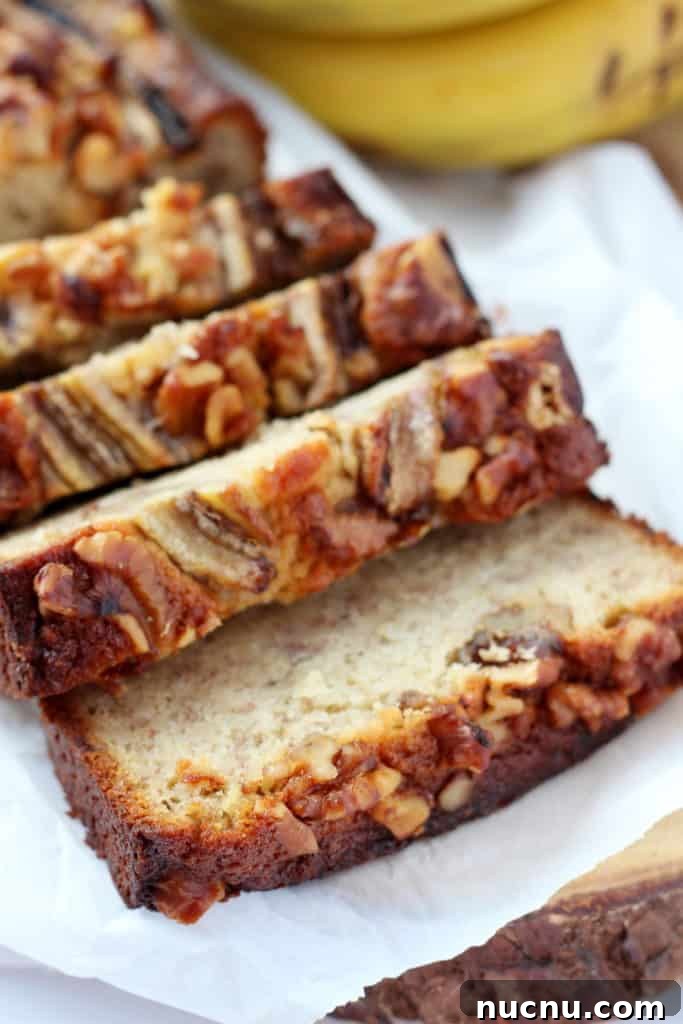 Ultimate Banana Bread Recipe: Moist, Flavorful, and Irresistible 3 banana bread sliced