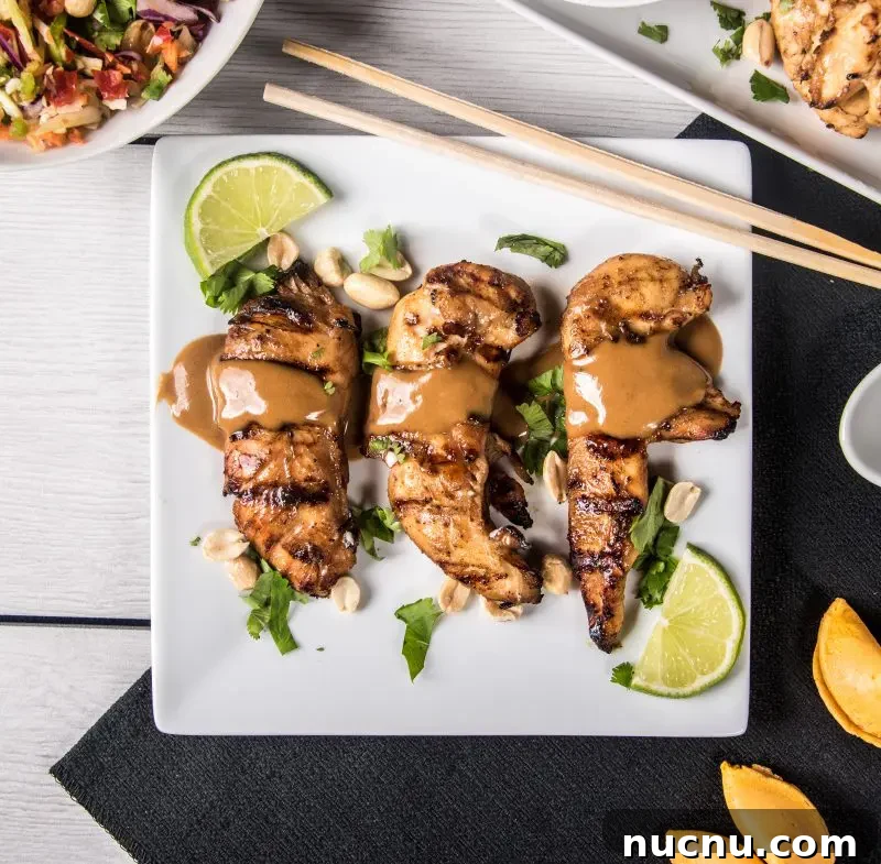 Chicken Satay with Peanut Sauce Recipe — Grilled Skewers & Dipping Sauce 3 Grilled chicken tenders