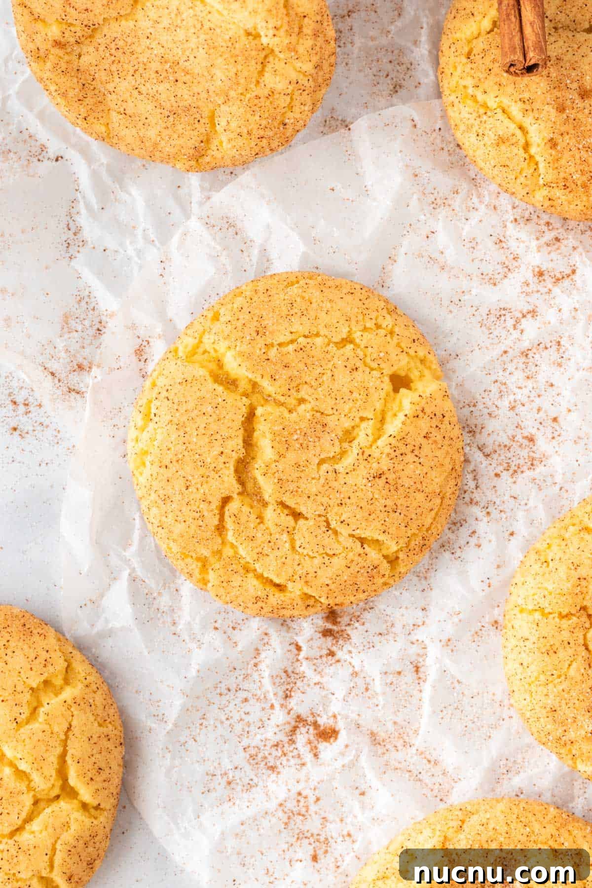 cake mix snickerdoodle on parchment paper