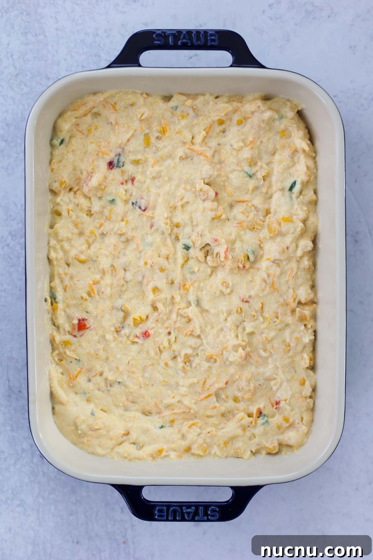 corn mixture in a baking dish.