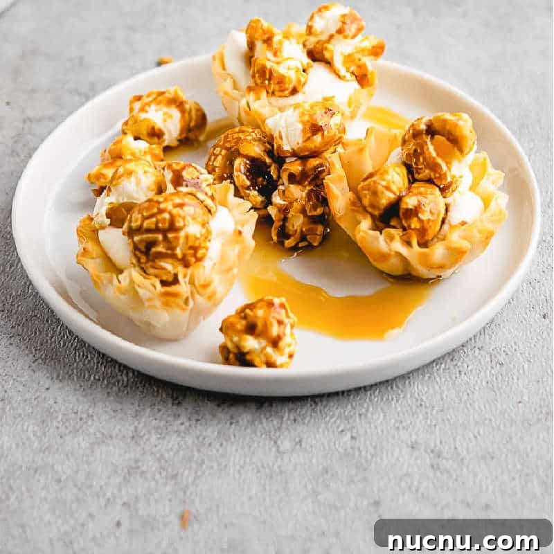 phyllo cup desserts on white plate