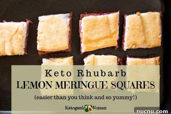 Keto Rhubarb Lemon Meringue Squares — Grandma’s Recipe 2 Keto rhubarb lemon meringue dessert squares made with almond flour.