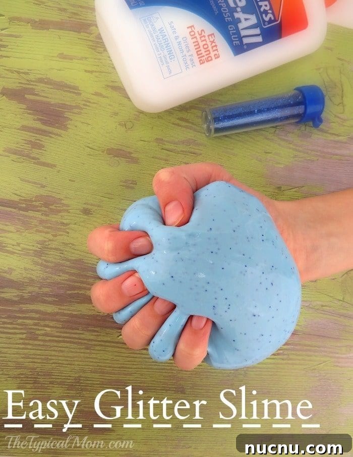 How to make slime with glue and glitter—an easy recipe using just a few ingredients to make pliable slime. img 31895 1