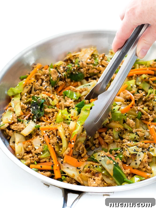 One Skillet Egg Roll in a Bowl | chefsavvy.com One Skillet Egg Roll in a Bowl