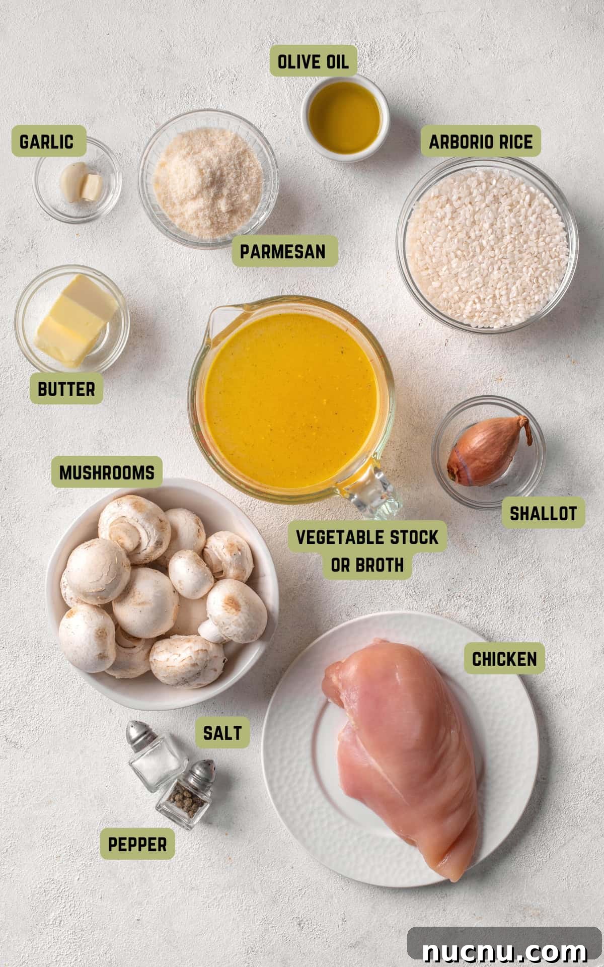 Creamy Chicken and Mushroom Risotto Recipe for Weeknight Dinner 3 Ingredients to make Chicken and Mushroom Risotto