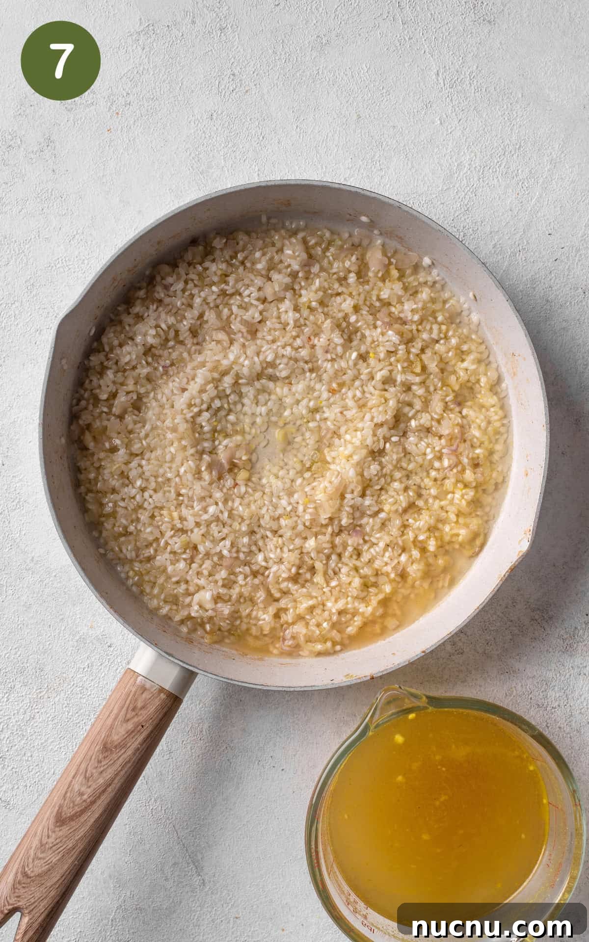 Creamy Chicken and Mushroom Risotto Recipe for Weeknight Dinner 10 rice mixed with vegetable broth.