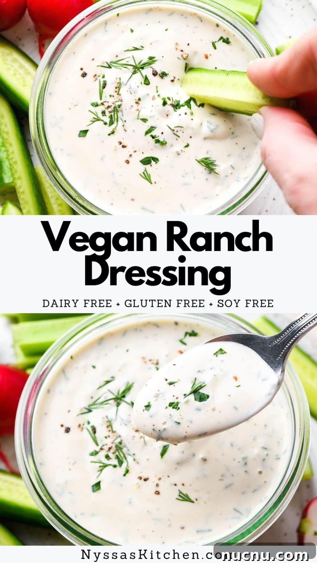 Creamy Raw Cashew Vegan Ranch Dressing Recipe 11 Pinterest pin for vegan ranch dressing