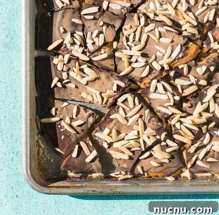 Homemade Coffee Toffee Recipe: Rich, Crunchy Coffee Candy 3 coffee toffee broken into pieces on a baking sheet