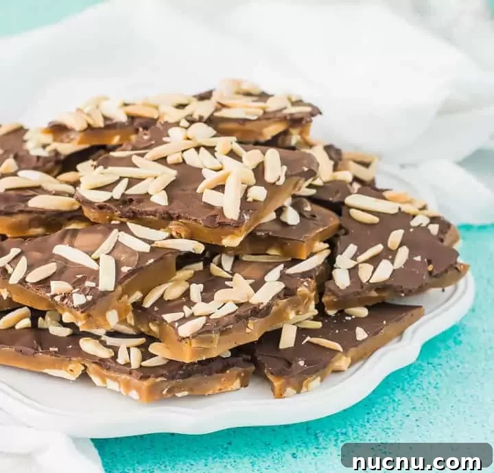 Homemade Coffee Toffee Recipe: Rich, Crunchy Coffee Candy 8 pieces of coffee toffee on a plate