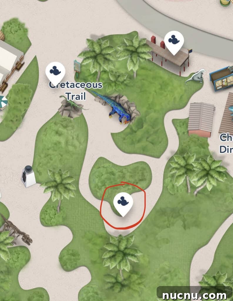 map location for the Chip and Dale meet and greet.