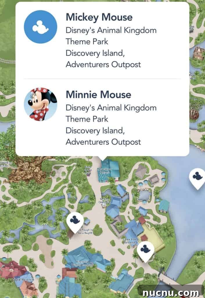 Map location for meeting Mickey and Minnie.