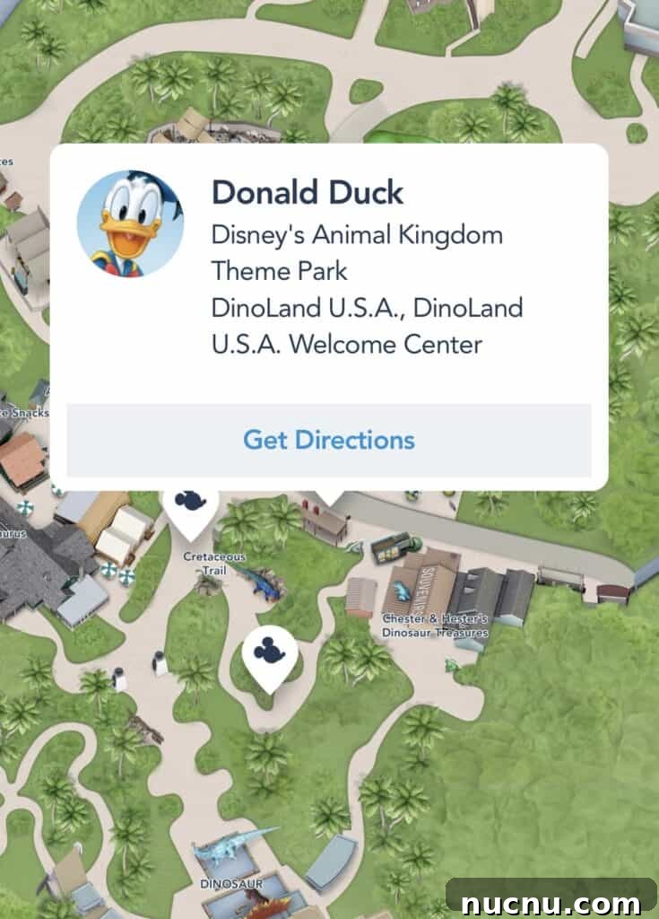 Donald Duck meet and greet map location.