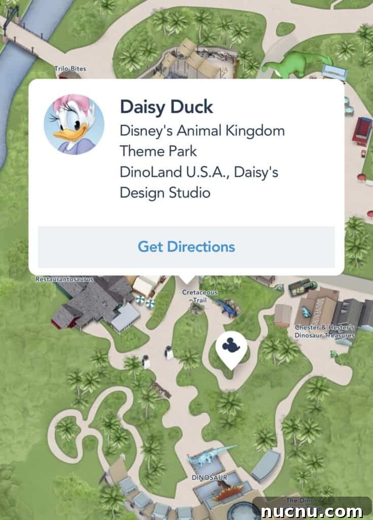 Map location for meeting Daisy Duck.