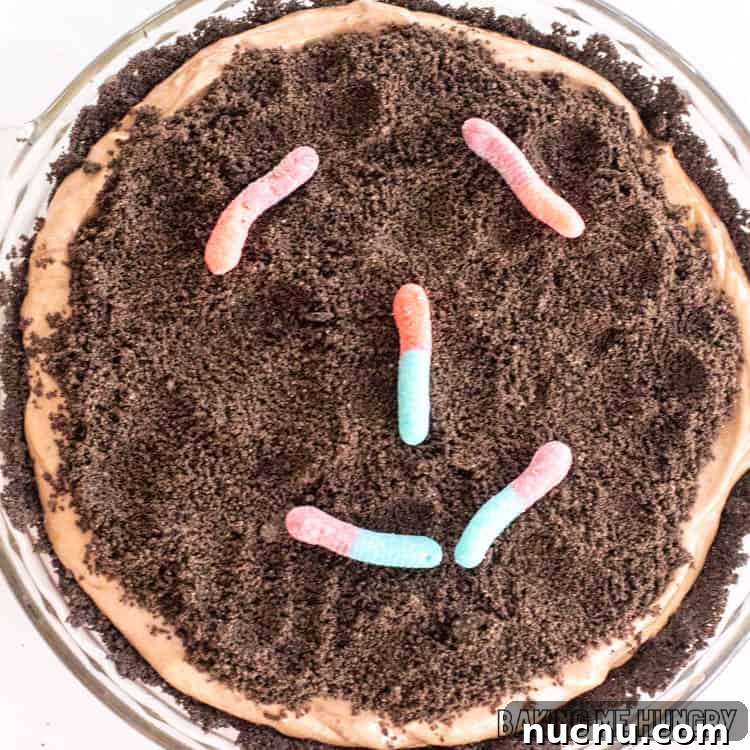 Decadent Chocolate Mud Pie Recipe: Creamy No-Bake Dessert 14 gummy worm smiley face on pie