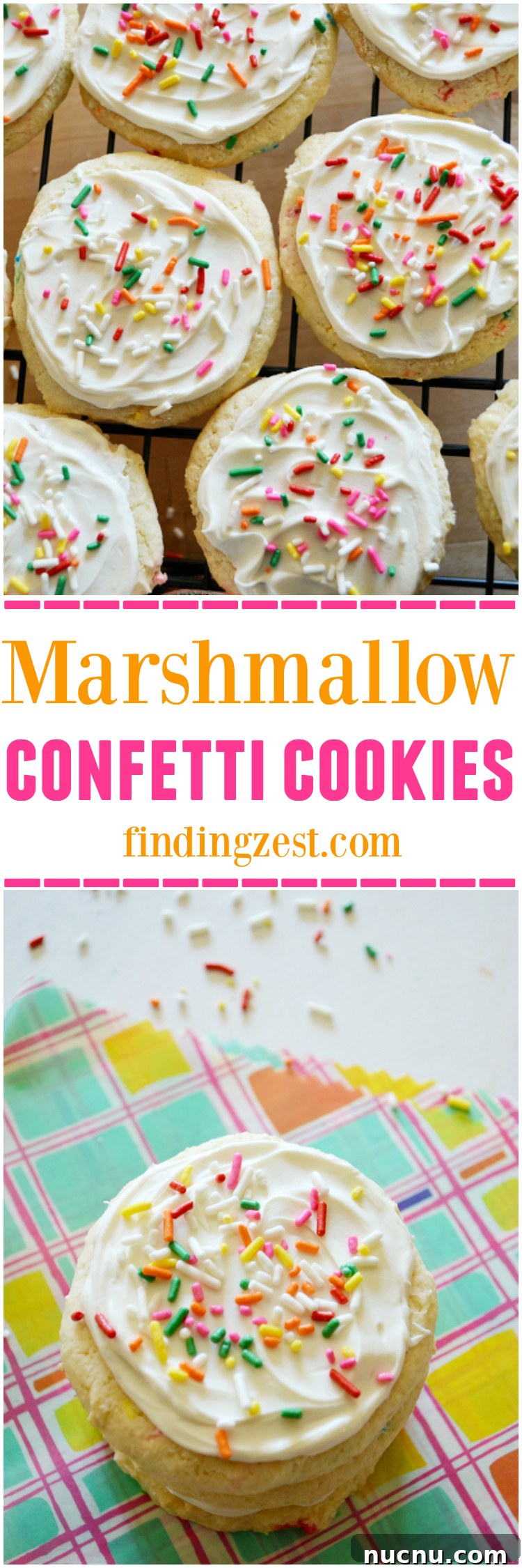 These marshmallow confetti cookies feature a fun alternative to traditional icing and work great for celebrations! Give this easy cookie recipe a try!