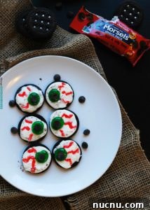 Allergen-Free Halloween Cake — Gluten-Free, Vegan, Top-8-Free 13 Allergy-friendly Monster Eye Balls (Gluten, dairy, egg, peanut & tree nut free; vegan) Halloween treat recipe by AllergyAwesomeness.com