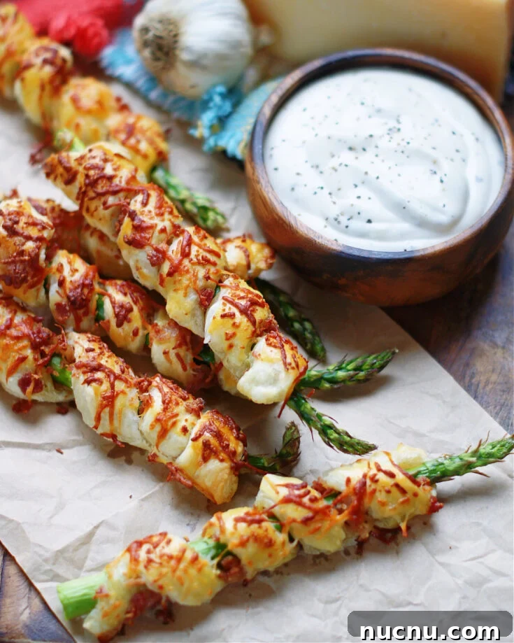 Puff Pastry Asparagus Twists with dip