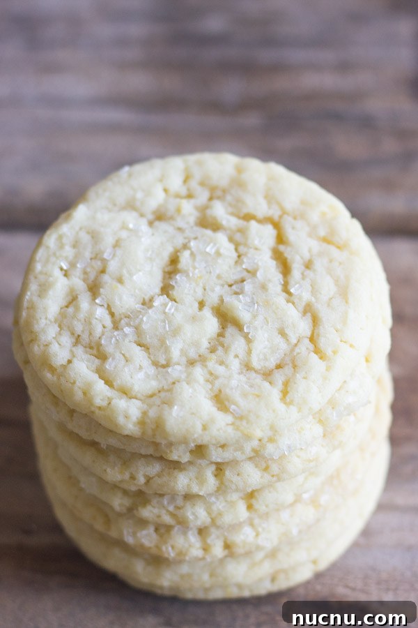 Bakery Style Sugar Cookies in a stack of seven.  