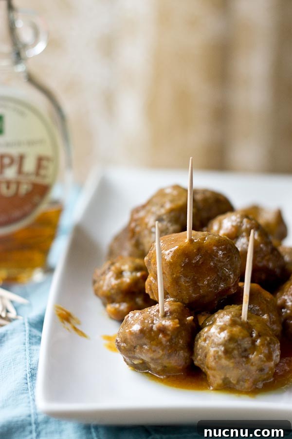 Maple-Glazed Slow Cooker Meatballs with Tangy Cranberry Sauce 2 Slow Cooker BBQ Meatballs with a sweet maple kick.