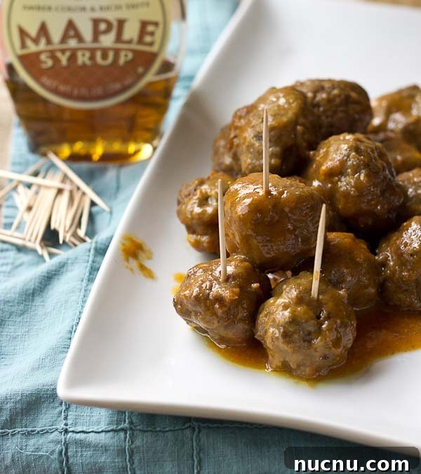 Maple-Glazed Slow Cooker Meatballs with Tangy Cranberry Sauce 3 Slow Cooker BBQ Meatballs with a sweet maple kick.