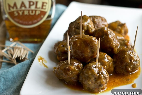 Maple-Glazed Slow Cooker Meatballs with Tangy Cranberry Sauce 4 Slow Cooker BBQ Meatballs with a sweet maple kick.