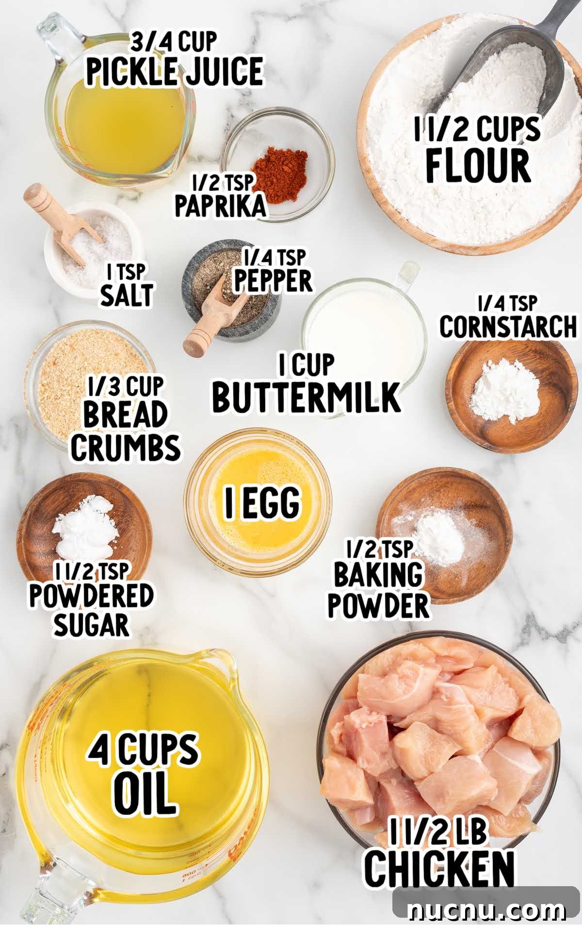Copycat Chick-fil-A Nuggets raw ingredients that are labeled