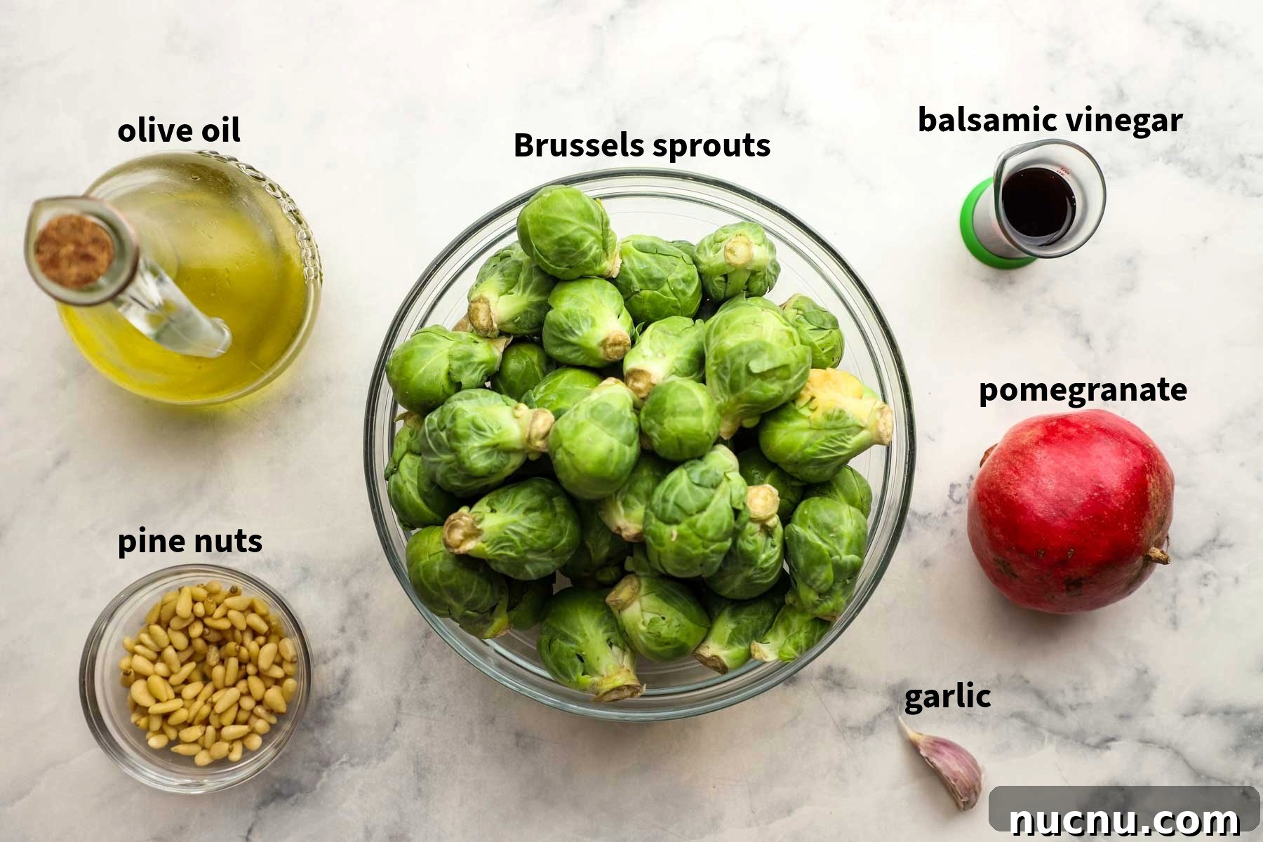 ingredients used to make Brussels sprouts with pomegranates