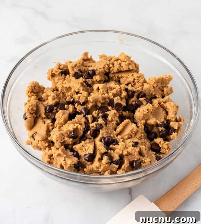 Chewy Peanut Butter Cookie Bars Recipe for Snack Lovers 6 bowl of peanut butter chocolate chip cookie dough