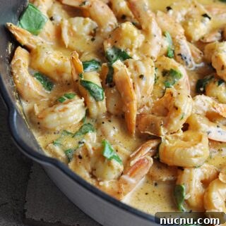 Tuscan butter shrimp in pan