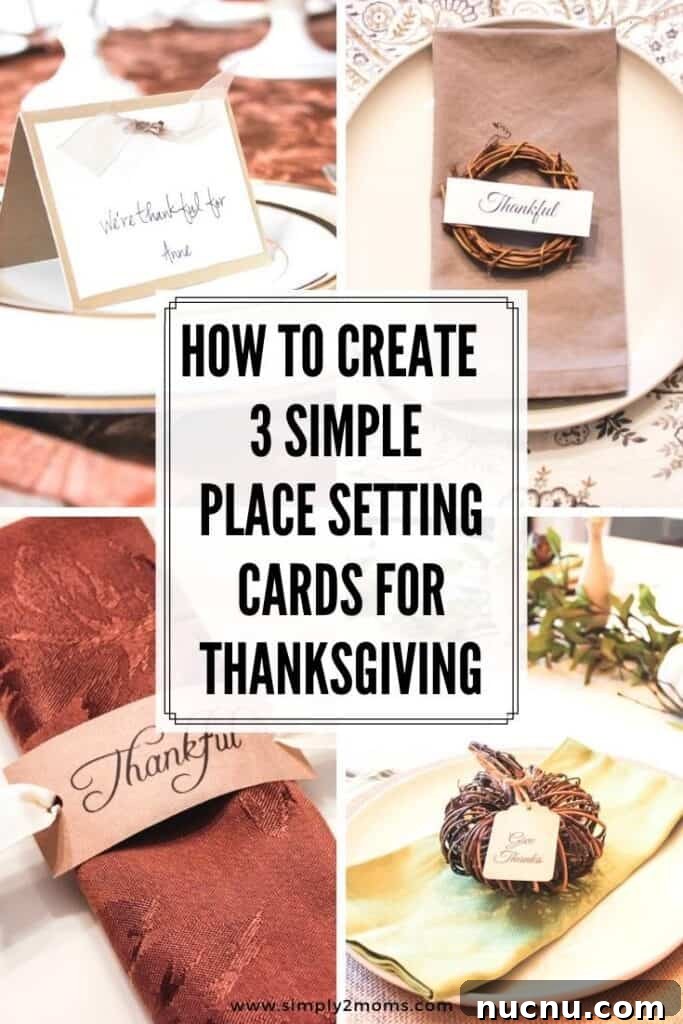 DIY Thanksgiving Place Cards: 3 Stylish Table Setting Ideas 11 Pinterest graphic How to create 3 simple place setting cards for thanksgiving