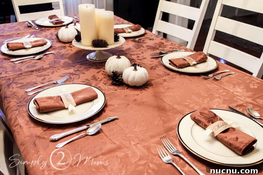 DIY Thanksgiving Place Cards: 3 Stylish Table Setting Ideas 6 full view of thanksgiving table set