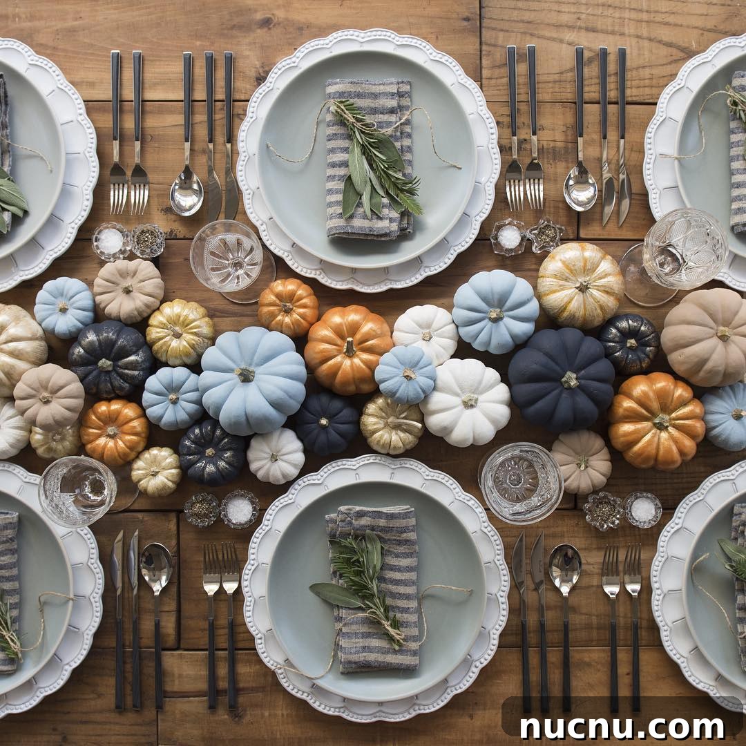21 Stylish Thanksgiving Table Decor Ideas That Wow Guests 10 8. Colorful Mini Pumpkins