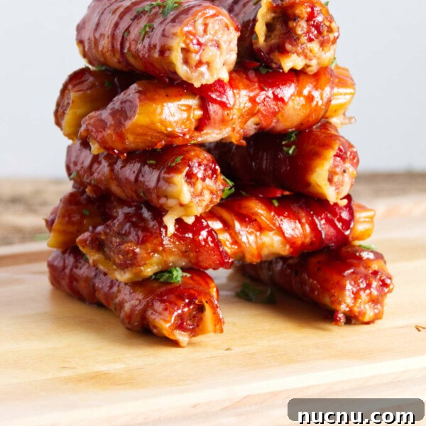 Savory Pork Butt Dry Rub Recipe for Juicy Barbecue 17 stacked sausage stuffed manicotti shells wrapped in bacon and BBQ sauce