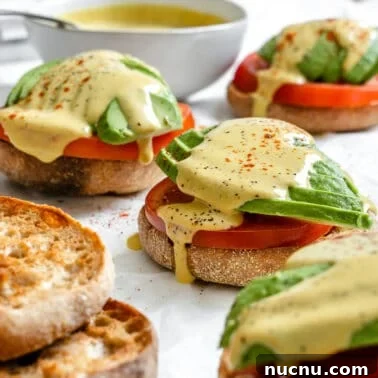 completed Easy Vegan Hollandaise Sauce against a white background