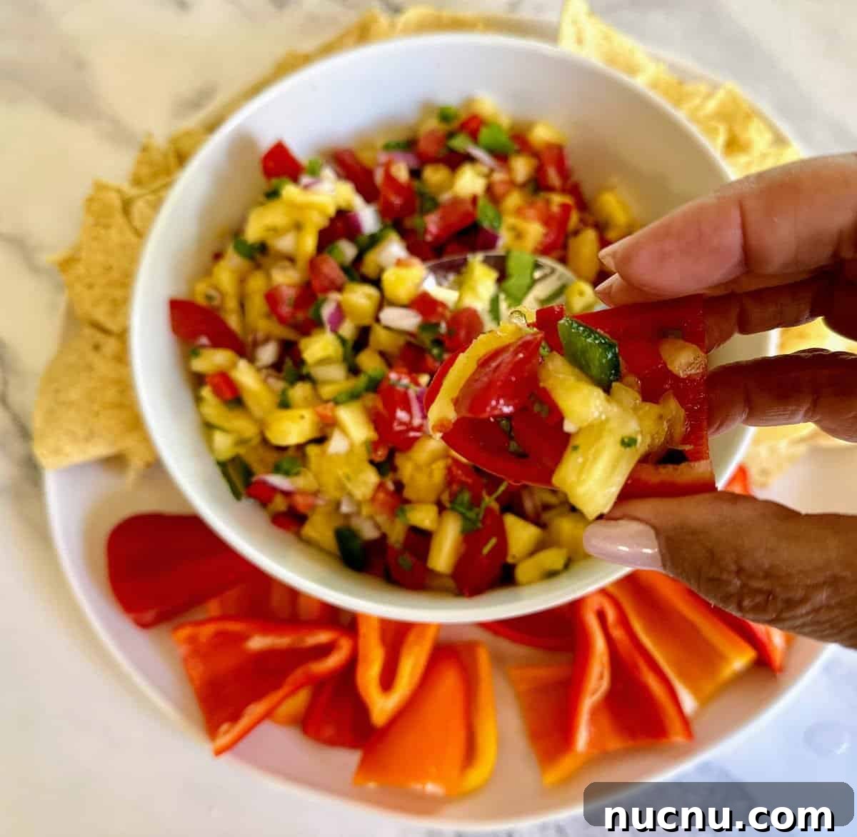 I am eating the easy pineapple recipe with a baby bell pepper. 