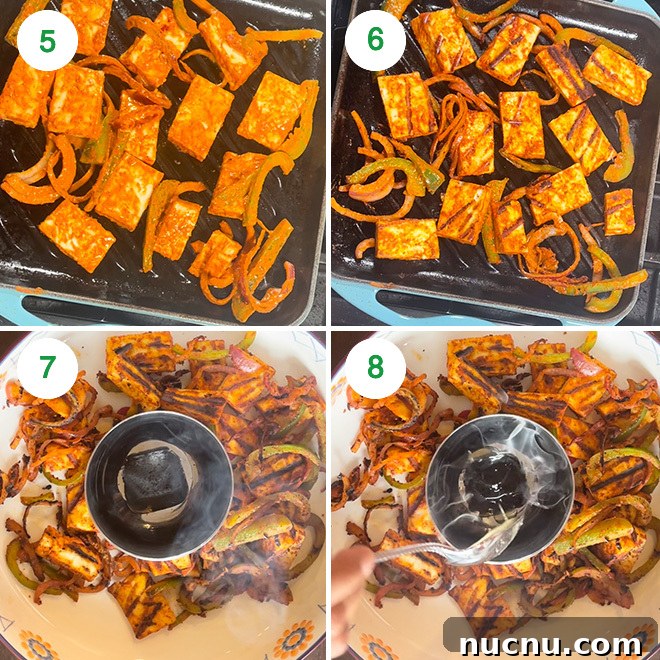 step by step picture collage of making tandoori paneer sandwich