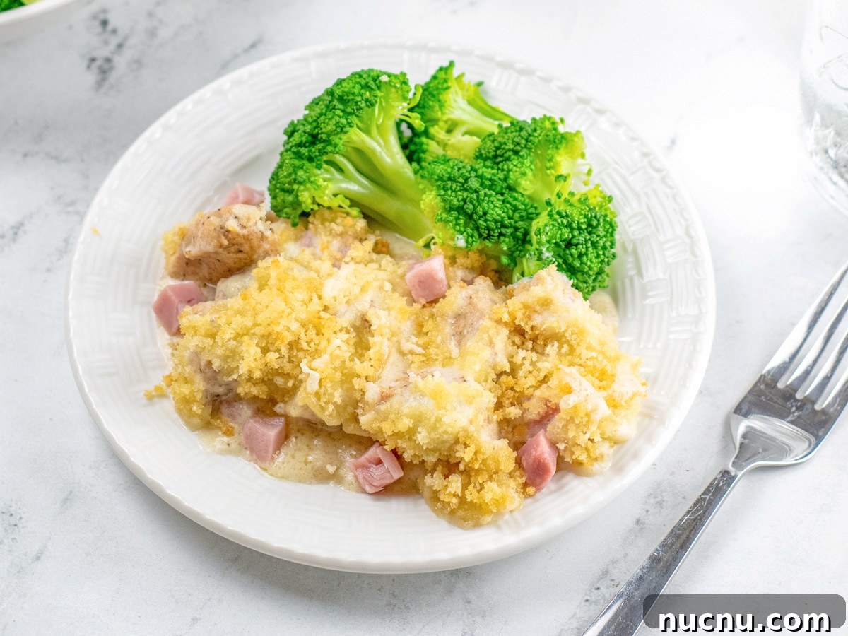chicken cordon bleu casserole with broccoli