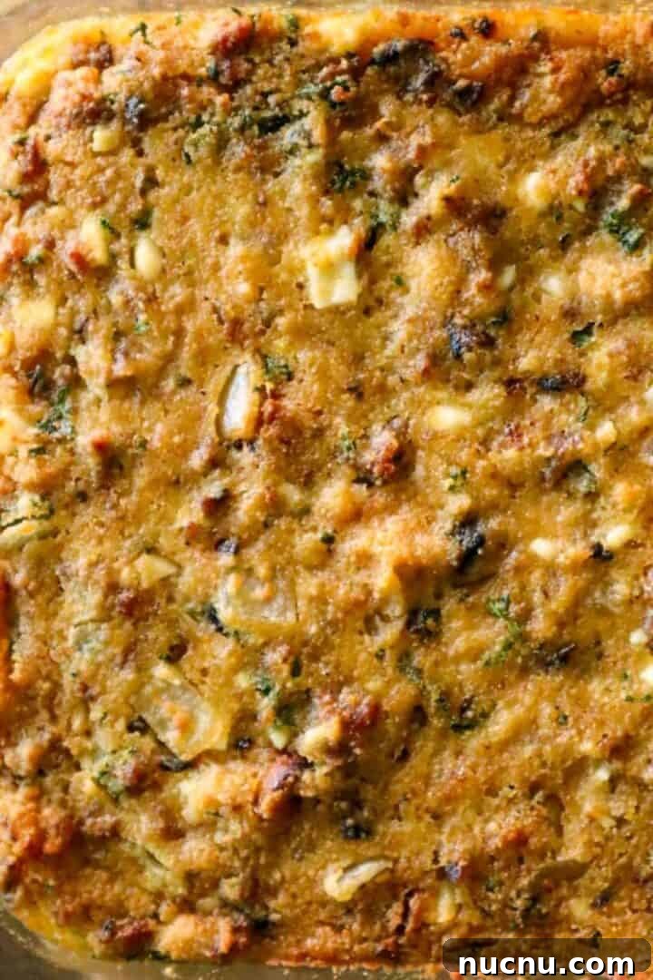 Classic Southern Cornbread Dressing Recipe for Holidays 6 baked honey cornbread and sausage dressing
