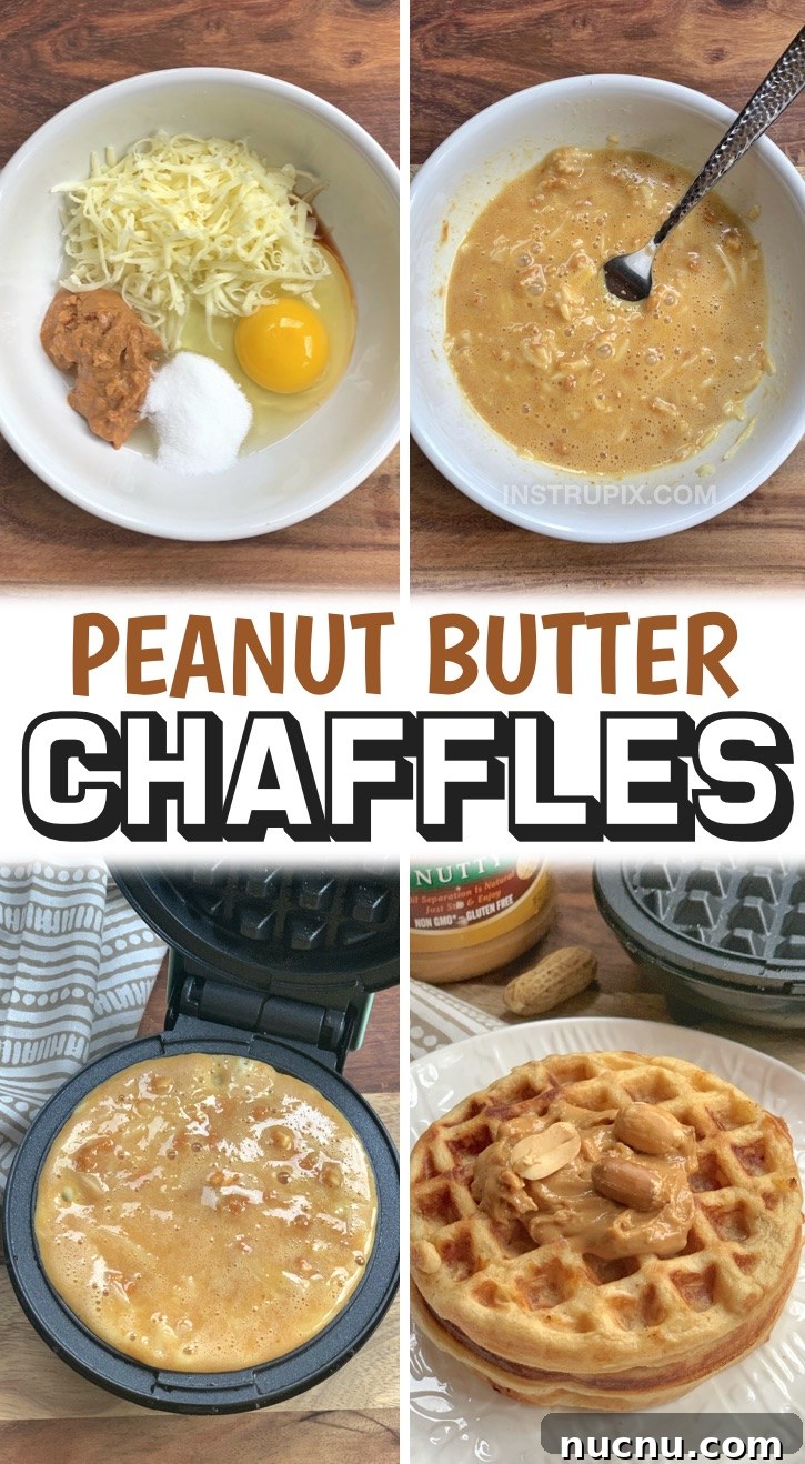 These low carb peanut butter waffles are so quick and easy to make, and they are perfect for a sweet keto breakfast or even midday snack! They taste like a peanut butter cookie. If you're looking for simple keto breakfast recipes and you're tired of eating eggs, you won't believe how yummy these chaffles are. Serve alone or with sugar free syrup. They take less than 5 minutes to make in your mini waffle maker. So yummy, even my kids love them! Perfect if you're on a keto or low carb diet.