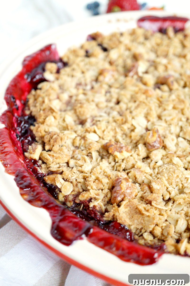 Browned Butter Triple-Berry Crisp Recipe — Berry Dessert with Oat Topping 4 browned butter triple berry crisp | The Baking Fairy