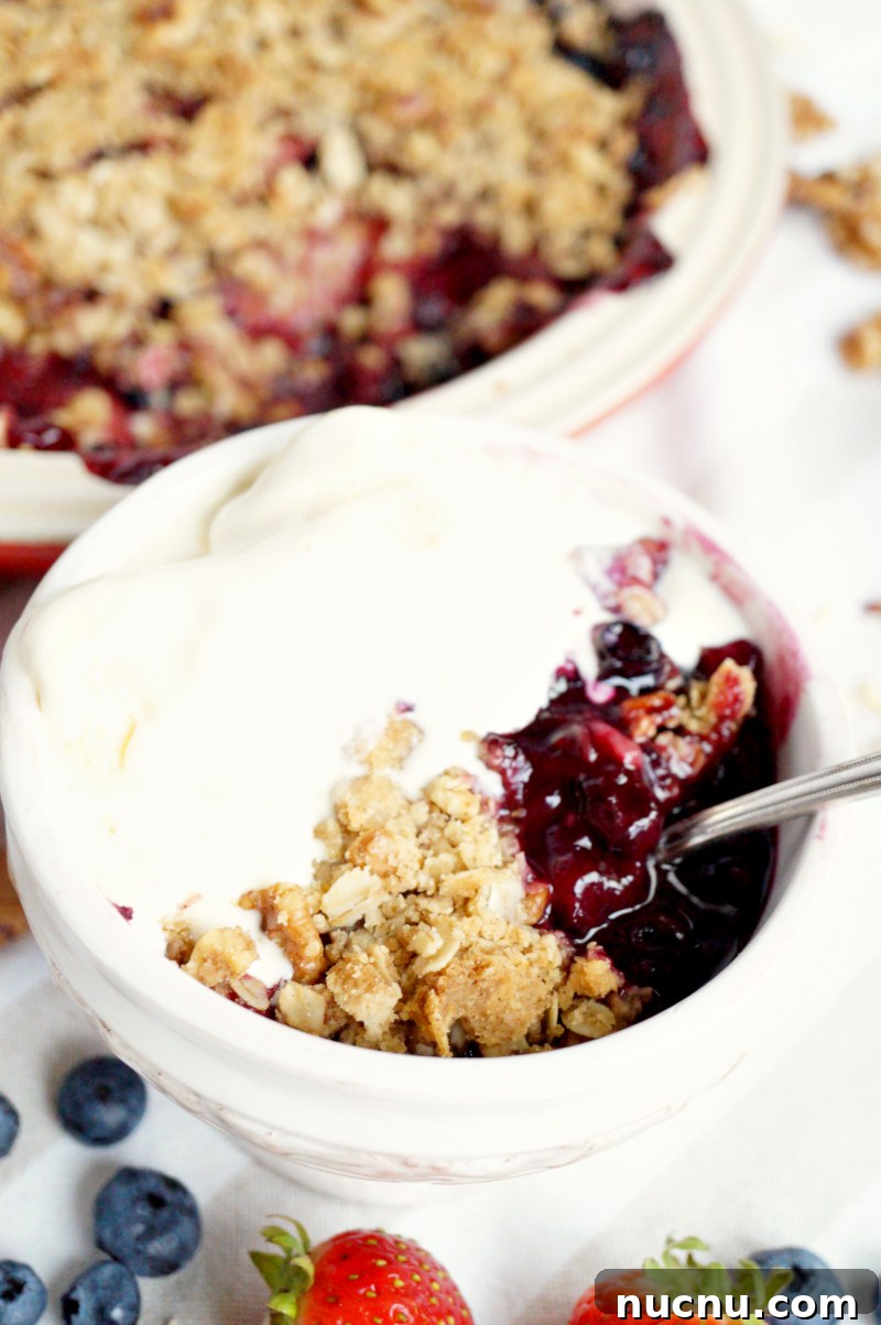 Browned Butter Triple-Berry Crisp Recipe — Berry Dessert with Oat Topping 6 browned butter triple berry crisp | The Baking Fairy