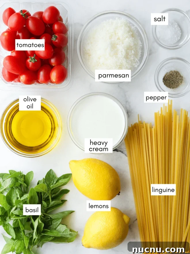 Lemon Pasta with Cherry Tomatoes and Fresh Basil Recipe 3 lemon pasta ingredients