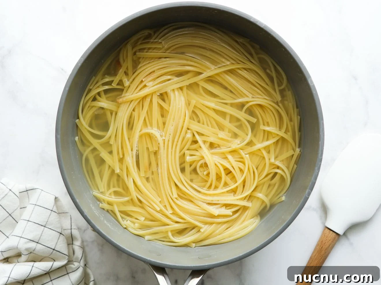 Lemon Pasta with Cherry Tomatoes and Fresh Basil Recipe 5 cooked pasta in pot