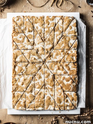Rectangular bar cookies cut into a star shape.