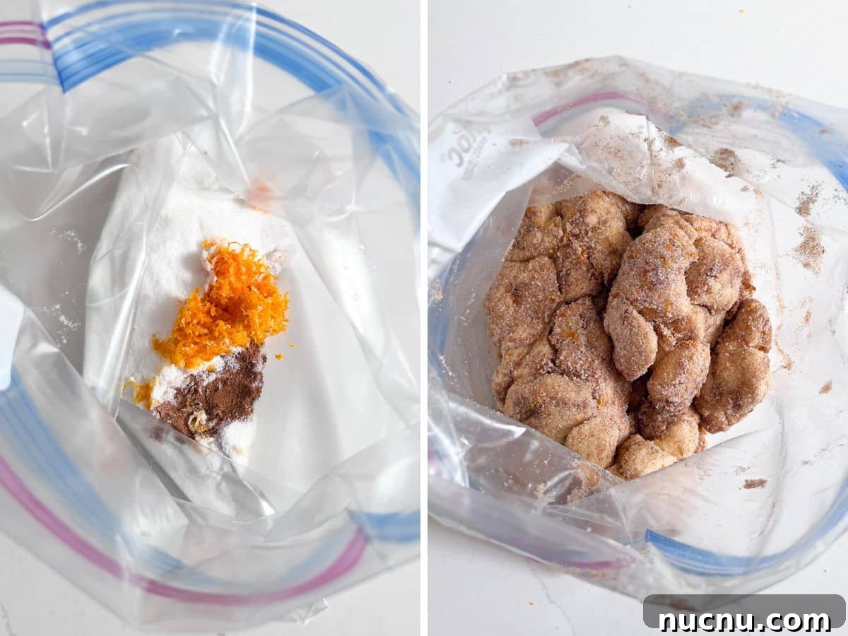 Orange Cinnamon Pull-Apart Loaf: Zesty Sweet Morning Bread 7 Sugar ingredients in a zipper bag and then the ingredients mixed together