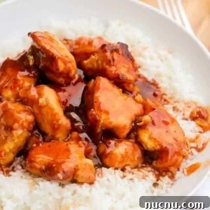 Easy Orange Chicken in a white bowel