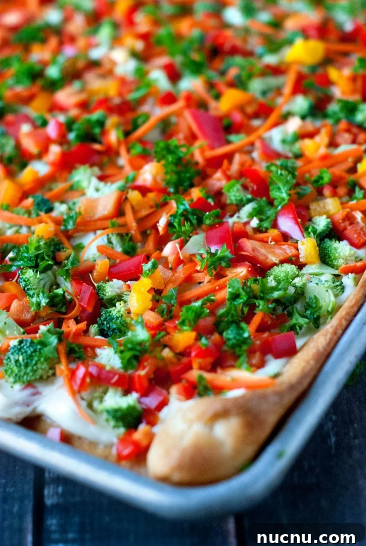 Garden Vegetable Appetizer Pizza | heatherlikesfood.com Garden Vegetable Appetizer Pizza | heatherlikesfood.com