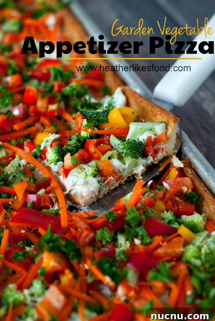 Garden Vegetable Appetizer Pizza | heatherlikesfood.com Garden Vegetable Appetizer Pizza | heatherlikesfood.com